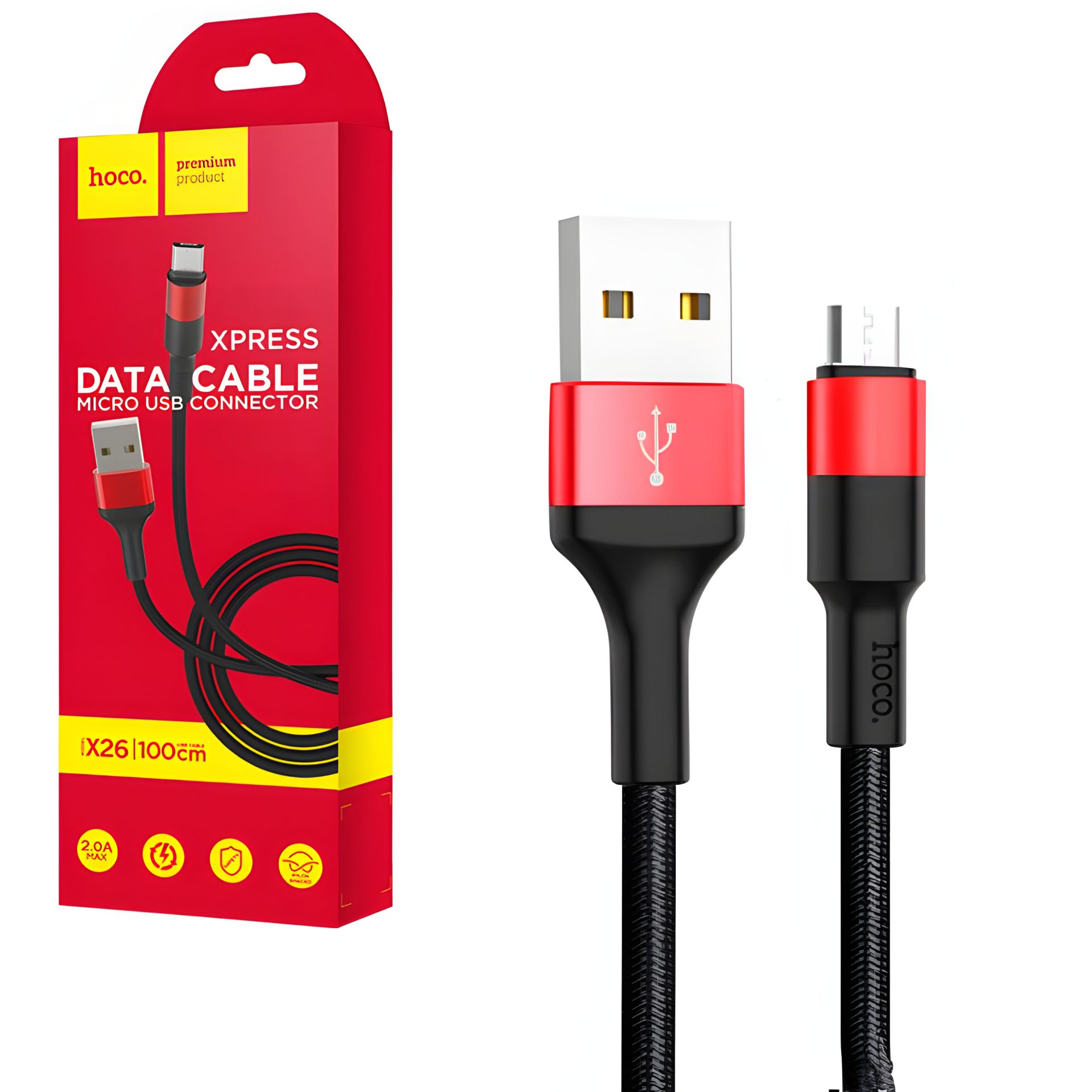 Кабель Hoco X26 USB to MicroUSB 1m чорно-червоний Кабель Hoco X26 USB to MicroUSB 1m чорно-червоний