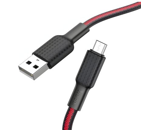 Кабель Hoco X69 USB до MicroUSB 1m, чорно-червоний