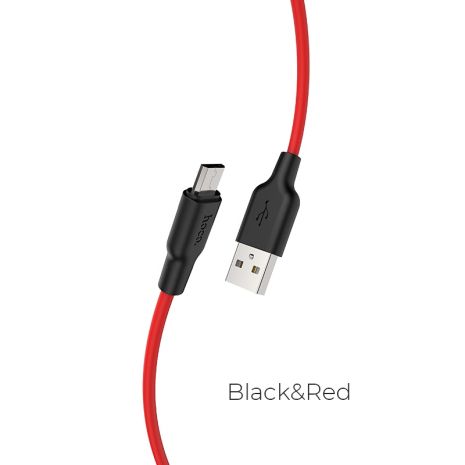 Кабель Hoco X21 Plus USB to MicroUSB 1m черно-красный