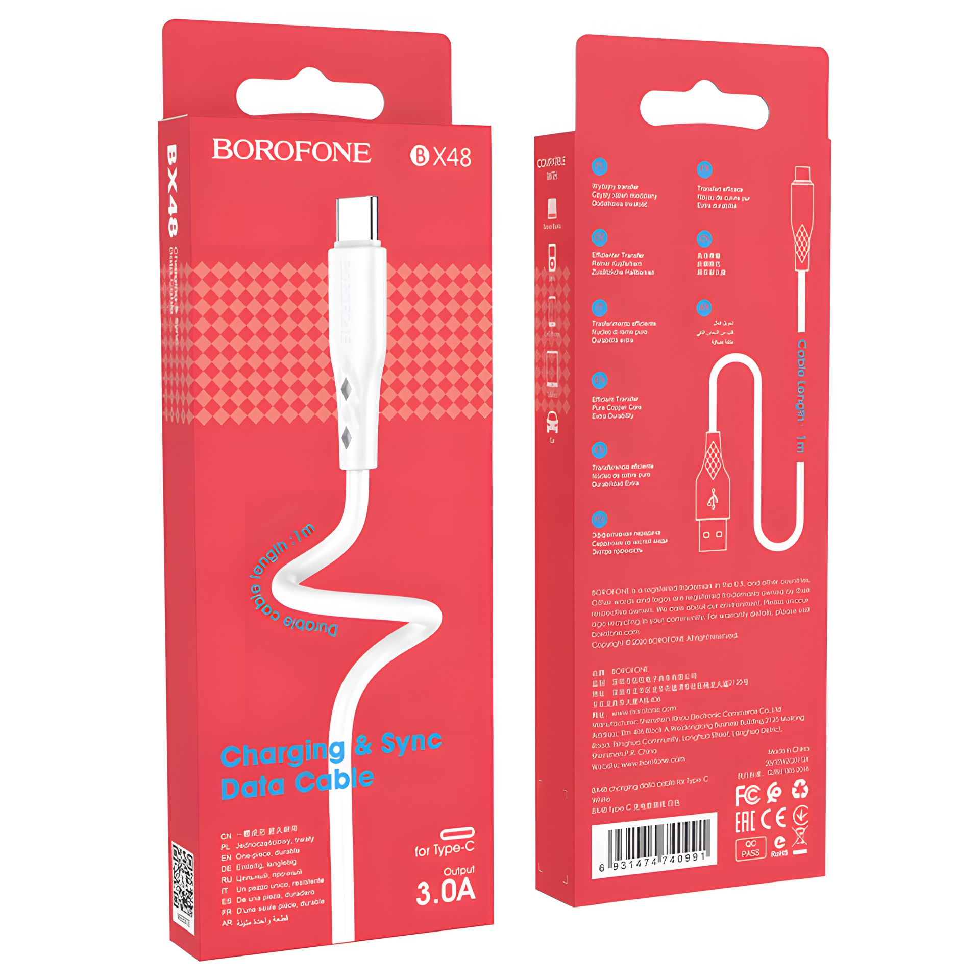 USB Borofone BX48 Type-C Білий USB Borofone BX48 Type-C Білий