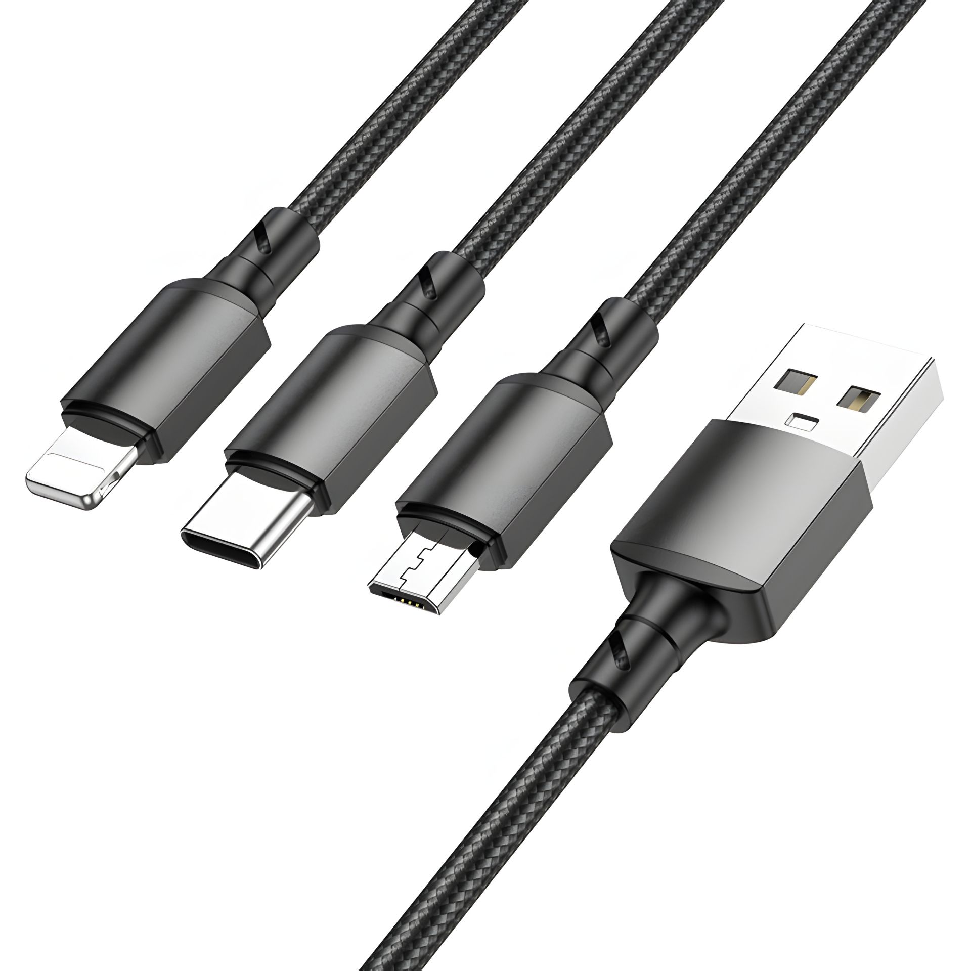3-в-1 Borofone BX72 USB IP+Type-C+Micro Черный 3-в-1 Borofone BX72 USB IP+Type-C+Micro Черный