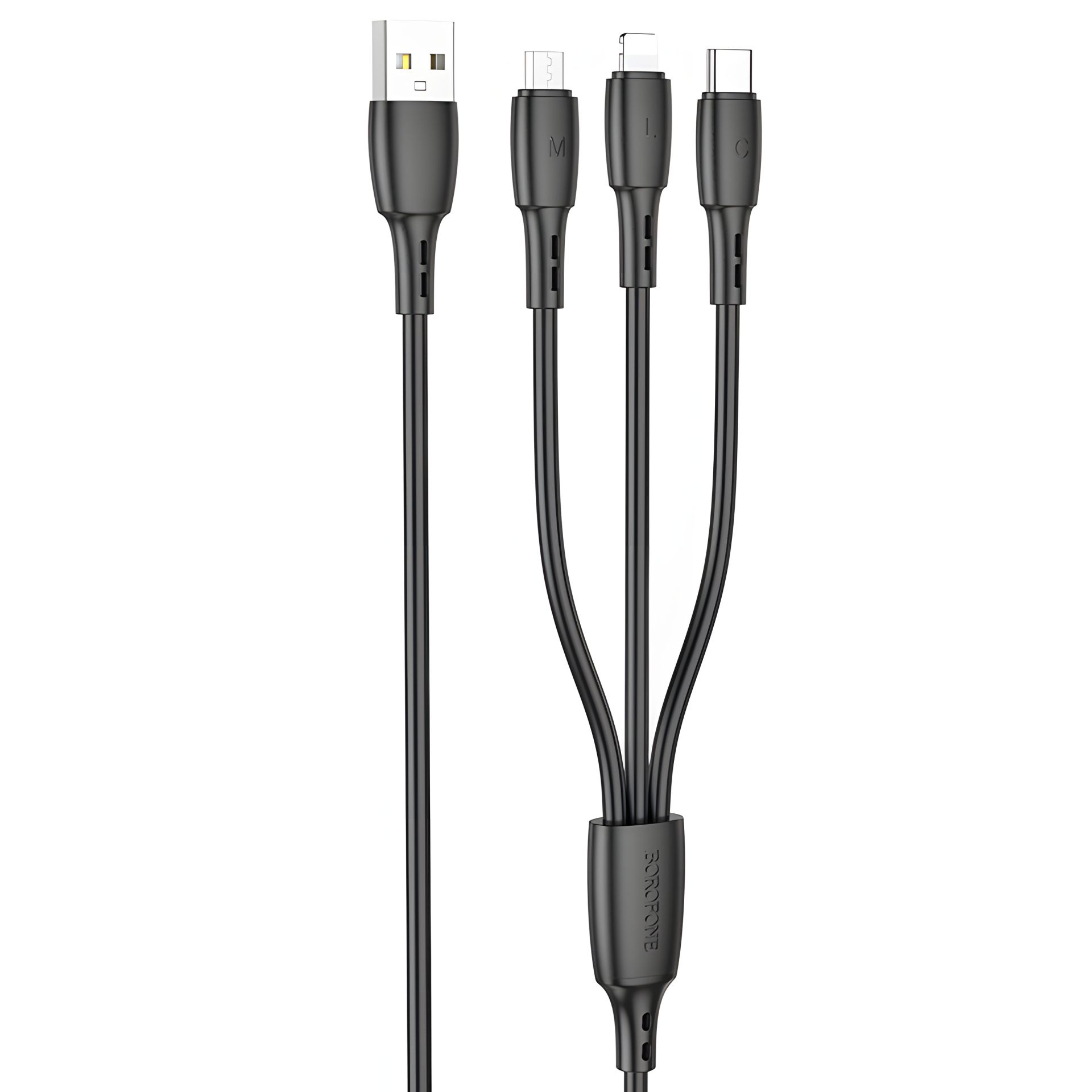 USB Borofone BX71 3-in-1 IP+Type-C+Micro Черный USB Borofone BX71 3-in-1 IP+Type-C+Micro Черный