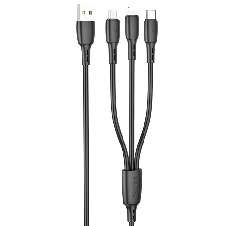 3-in-1 USB Borofone BX71 IP+Type-C+Micro Черный