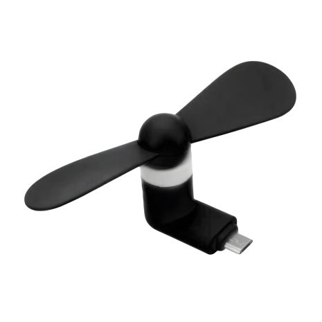 Мобільний вентилятор MicroUSB чорний, від телефону, повербанка, ноутбука