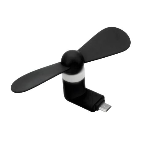 Мобільний вентилятор MicroUSB чорний, від телефону, повербанка, ноутбука