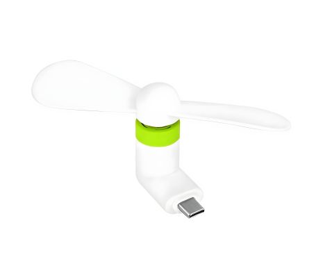 Мобильный вентилятор Type-C бело-зеленый, для телефона, повербанка, ноутбука