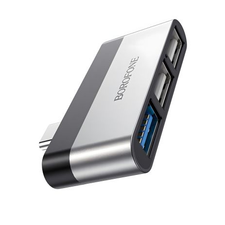Хаб-адаптер Borofone DH1 3в1 Type-C to USB 3.0 (F)/ 2 USB 2.0 (F)
