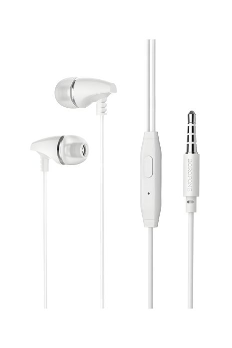 Белые вакуумные наушники с микрофоном Borofone BM25 Белые вакуумные наушники с микрофоном Borofone BM25