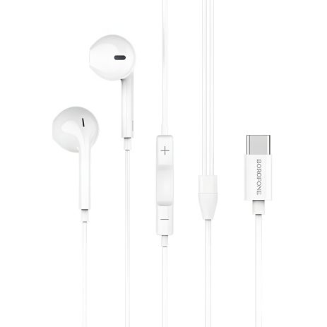 Вакуумные наушники с микрофоном Borofone BM27 Type-C белые Вакуумные наушники с микрофоном Borofone BM27 Type-C белые