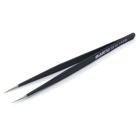 Прямий пінцет Baku A8 SS sa U.R.ESD з чорним антистатичним покриттям Прямий пінцет Baku A8 SS sa U.R.ESD з чорним антистатичним покриттям