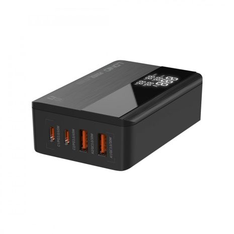 Сетевое Зарядное Устройство LDNIO A4808Q 2 USB/ Type-C QC PD 65W c дисплеем черное