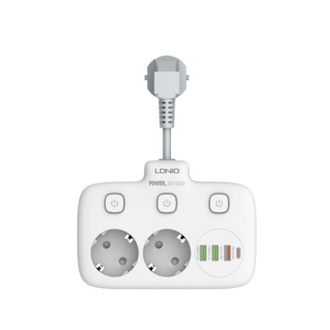 LDNIO SE2435 сетевой удлинитель 2 EU разъема /1 PD/1 QC/2 auto ID Белый