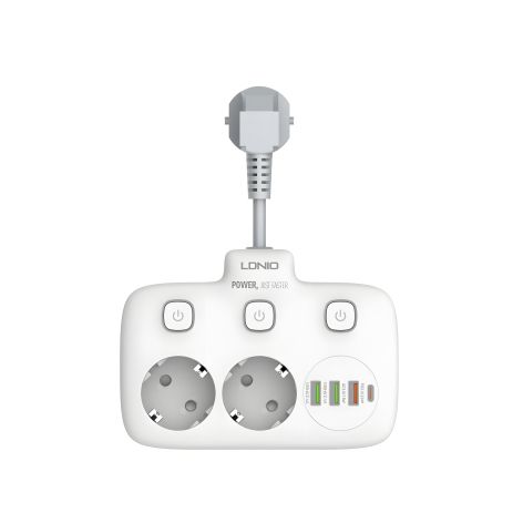 LDNIO SE2435 сетевой удлинитель 2 EU разъема /1 PD/1 QC/2 auto ID Белый