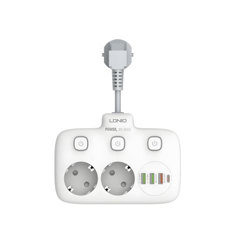 LDNIO SE2435 мережевий подовжувач 2 EU ports / 1 PD / 1 QC / 2 auto ID White
