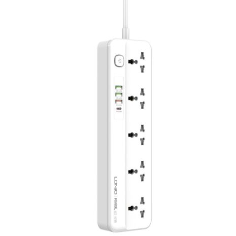 Сетевой Удлинитель LDNIO SC5415 |PD20W/QC18W, 3USB/1Type-C, 5Sockets| white