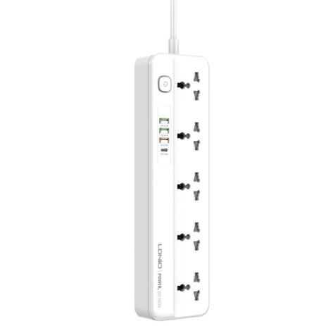 Сетевой Удлинитель LDNIO SC5415 |PD20W/QC18W, 3USB/1Type-C, 5Sockets| white