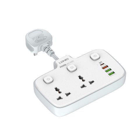 LDNIO SC2413 мережевий подовжувач з 2 універсальними портами /1 PD/1 QC/2 auto ID Білий