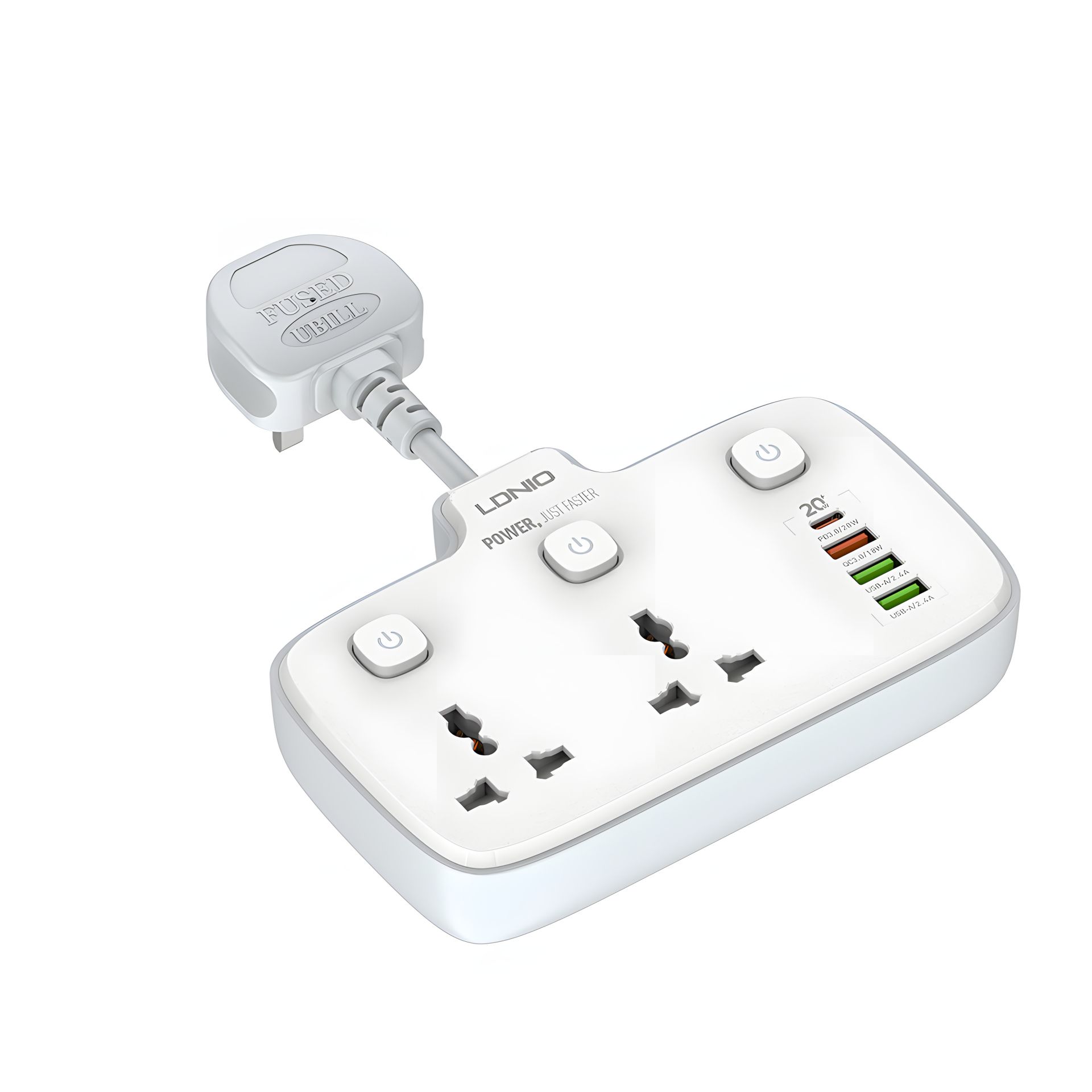 Сетевой Удлинитель LDNIO SC2413 2 universal ports /1 PD/1 QC/2 auto ID Белый Сетевой Удлинитель LDNIO SC2413 2 universal ports /1 PD/1 QC/2 auto ID Белый
