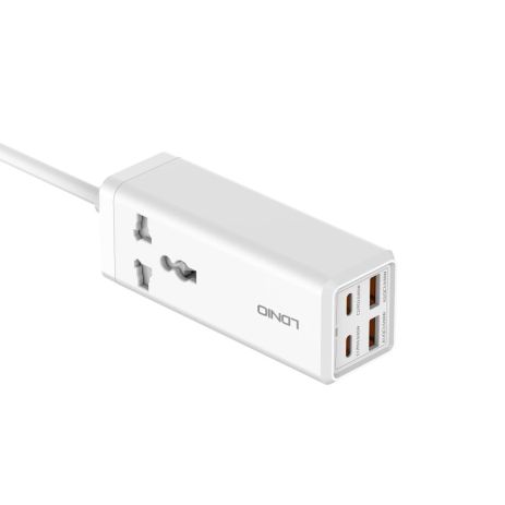 Мережевий подовжувач LDNIO SC1418 Power Strip білого кольору з PD/QC 65W