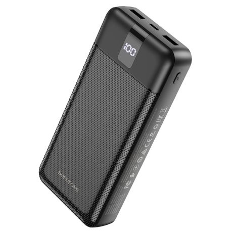 Повербанк Borofone BJ20A (20000 mAh/Out: 2USB, micro, Type-C, Lightning 5V/2A/In: Type-C, micro-USB, USB, 5V/2A) з LED Дисплеєм, Чорний