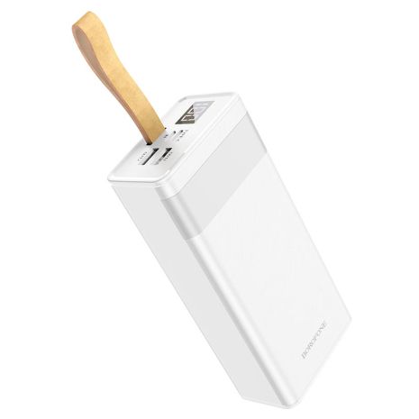 Повербанк Borofone BJ18A Coolmy (30000 mAh/Out: 2USB 5V/2A/In: Type-C, micro-USB 5V/2A) з LED дисплеєм та функцією настільної лампи, Білий