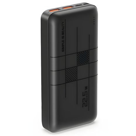 Повербанк XO PR188 (20000mAh/Out: 2USB-A 22.5W QC3.0, Type-C PD 20W/In: micro-USB, Type-C 18W) з LED індикатором, Чорний