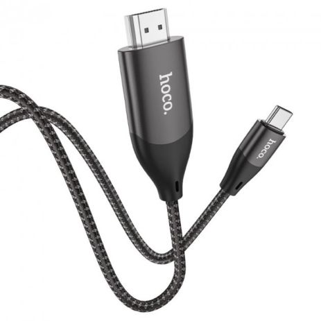 Адаптер перехідник Hoco UA16 4K Type-C to HDMI 2m темно-сріблястий Адаптер перехідник Hoco UA16 4K Type-C to HDMI 2m темно-сріблястий