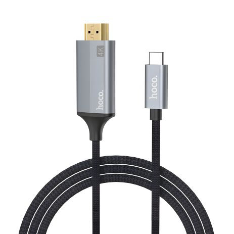 Адаптер перехідник Hoco UA13 4K Type-C to HDMI 1.8m темно-сріблястий