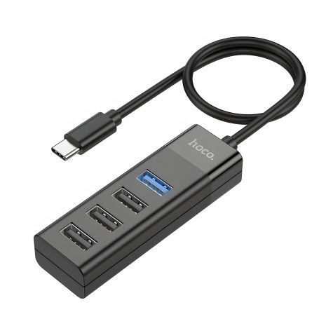 Адаптер Hoco HB25 чорний Type-C (to USB3.0+USB2.0*3)
