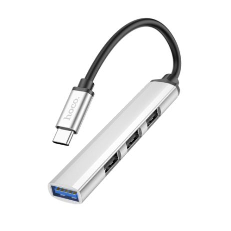 Адаптер Hoco HB26 (Type-C to USB3.0+USB2.0*3) 4 in 1 металлический серый Адаптер Hoco HB26 (Type-C to USB3.0+USB2.0*3) 4 in 1 металлический серый