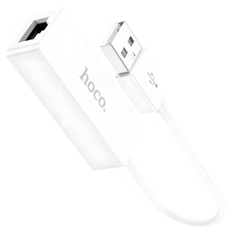 Адаптер Hoco UA22 LAN 100 Mbps (переходник USB to RJ45 (F) / Ethernet) 0.145m белый