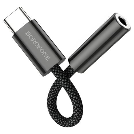 Аудіо конвертер перехідник Type-C to Jack 3.5 (F) 0.1m чорний Borofone BV15 адаптер