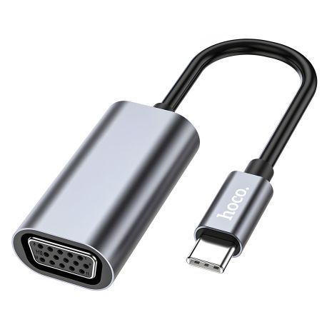 Адаптер VGA (F) перехідник Hoco UA21 Type-C 0.13m чорно-сріблястий