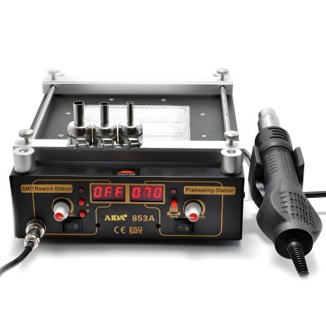 Плат преднагрівач Aida 853A керамічний інфрачервоний з цифровою індикацією та термоповітряним феном