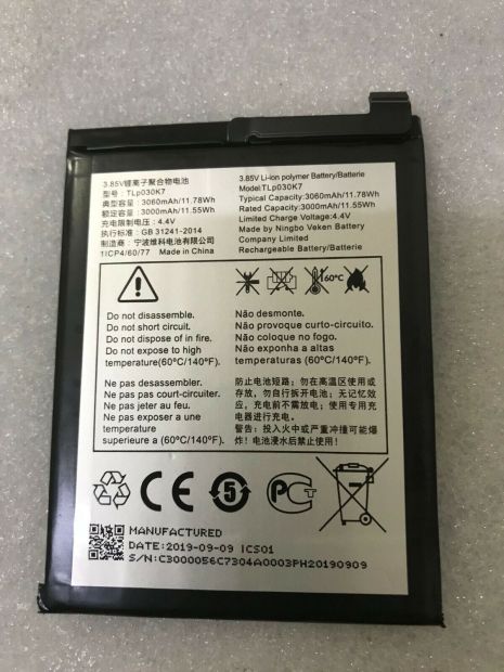 Акумулятори Alcatel TLp030K7 OT-5024D, Alcatel 1S (2019) 5024Y, 5024K [Original PRC] 12 міс. гарантії
