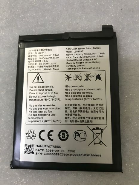 Alcatel TLp030K7 аккумулятор для OT-5024D, Alcatel 1S (2019) 5024Y/ 5024K [Гарантия 12 мес., Original PRC]