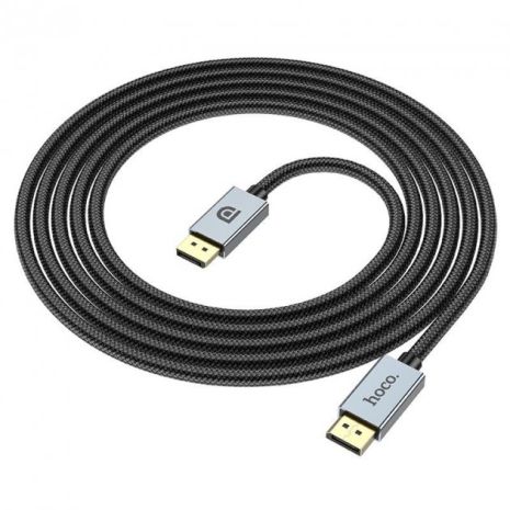 Кабель DisplayPort Hoco US04 - 1m v1.4 8K Ultra HD с нейлоновой оплёткой и позолоченными коннекторами, чёрный