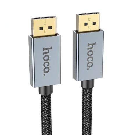Кабель DisplayPort Hoco US04 - 2m v1.4 8K Ultra HD с нейлоновой оплёткой и позолоченными коннекторами, чёрный Кабель DisplayPort Hoco US04 - 2m v1.4 8K Ultra HD с нейлоновой оплёткой и позолоченными коннекторами, чёрный