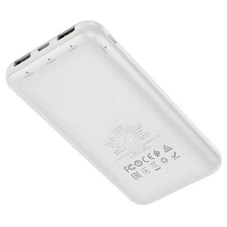Повербанк Hoco J82 Easylink (10000 mAh / Out: 2USB 5V/2A / In: Type-C, micro-USB 5V/2A ) с LED индикатором, Белый Повербанк Hoco J82 Easylink (10000 mAh / Out: 2USB 5V/2A / In: Type-C, micro-USB 5V/2A ) с LED индикатором, Белый