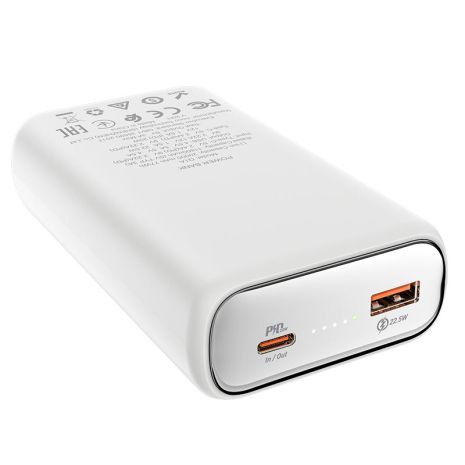 Повербанк Hoco Q1A Kraft (20000 mAh / Out: USB-A 22.5W, Type-C 20W / In: Type-C 20W ) с LED Дисплеем, Белый