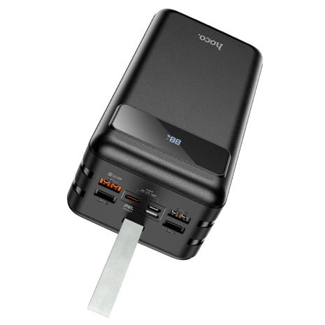 Повербанк Hoco J86B (60000mAh/Out: 4xUSB-A 22.5W QC3.0,Type-C PD 20W/In: Lightning, micro-USB, Type-C 18W) з LED Дисплеєм та ліхтариком, Чорний