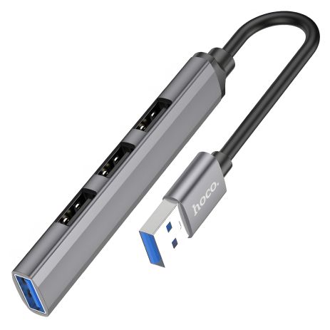 USB Hub Hoco HB26 4-in-1 adapter Срібний