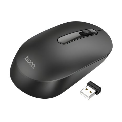 Hoco GM14 миша, бездротова, 2.4G передавач + Bluetooth 5.0, 3 кнопки + вибір DPI, чорний Hoco GM14 миша, бездротова, 2.4G передавач + Bluetooth 5.0, 3 кнопки + вибір DPI, чорний