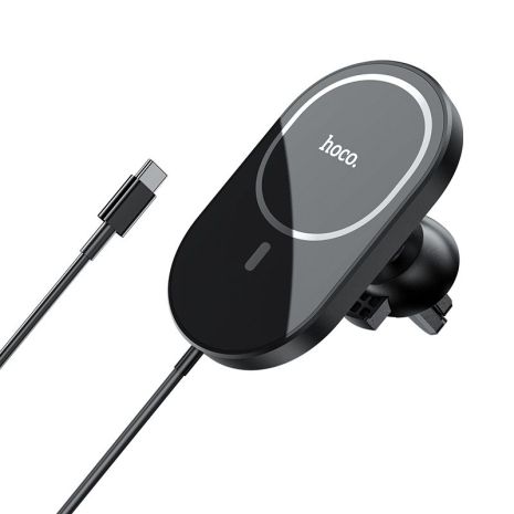 Автотримач Hoco CA90 Powerful magnetic wireless charging car holder 15W/Type-C чорний Автотримач Hoco CA90 Powerful magnetic wireless charging car holder 15W/Type-C чорний