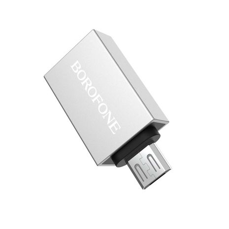 Адаптер переходник Borofone BV2 MicroUSB to USB 3.0 (F) серебристый