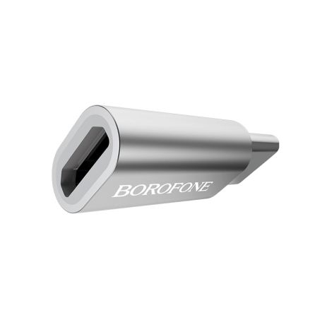 Адаптер перехідник Borofone BV4 Type-C to MicroUSB (F) сріблястий