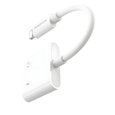 Аудио конвертер переходник Borofone BV11 2в1 Lightning to 2 Lightning (F) 0.124м белый