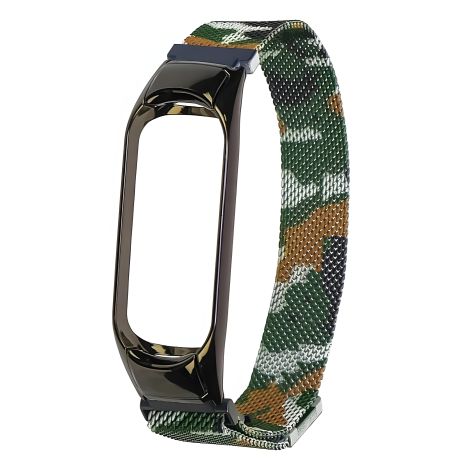 Камуфляжный ремешок "Миланская петля" хаки для Xiaomi Mi Band 3/4