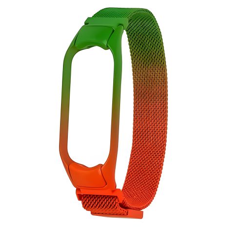 Зелено-оранжевий ремінець Міланська петля райдужна для Xiaomi Mi Band 3, 4 № 32