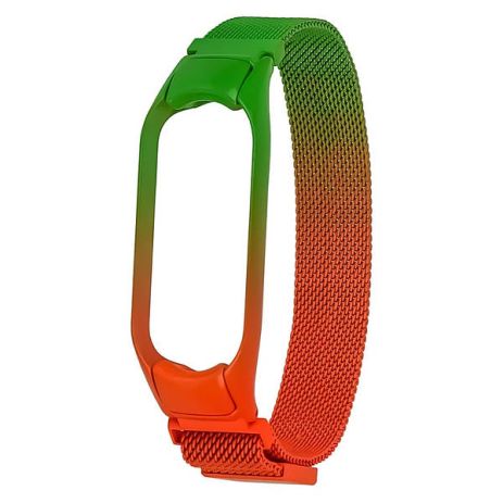 Ремінець Міланська петля райдужна для Xiaomi Mi Band 3, 4 № 32 зелено-оранжевий